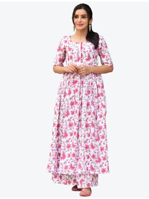 pink maslin digital printed kurti with palazzo fabku20340