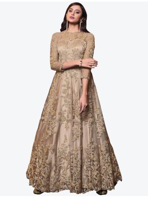 Beige Net Indo Western Anarkali Suit with Dupatta small FABSL20493
