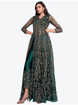 Rama Net Indo Western Anarkali Suit with Dupatta small FABSL20491