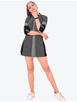 black khadi lining woven short kurti fabku20423