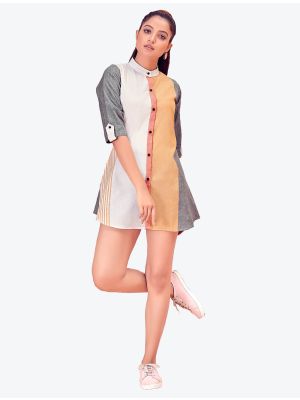 multicolor khadi lining woven short kurti fabku20422