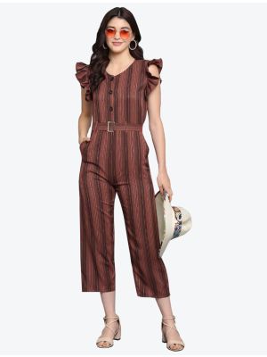 wine soft viscose designer jumpsuit fabku20449