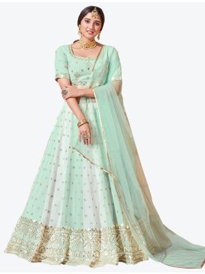 Ice Blue Fine Georgette Festive Wear Designer Lehenga Choli small FABLE20148