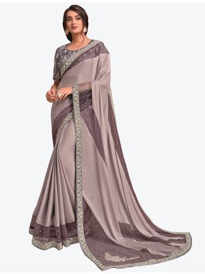 Lavender Premium Silk Georgette Festive Wear Designer Saree small FABSA21219