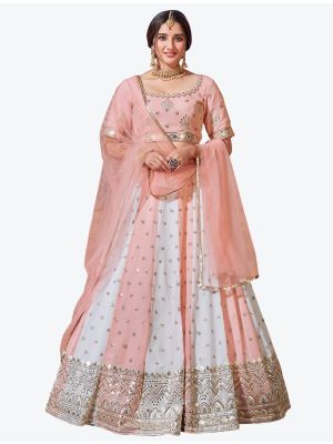 Pink And White Fine Georgette Festive Wear Designer Lehenga Choli small FABLE20147