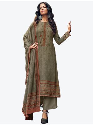 Deep Grey Soft Pashmina Winter Wear Plazzo Suit with Dupatta small FABSL20619