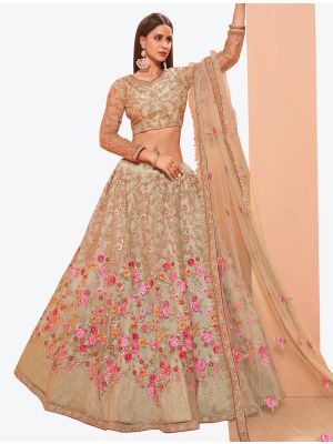 Vanilla Cream Soft Net Wedding Wear Heavy Designer Lehenga Choli small FABLE20184