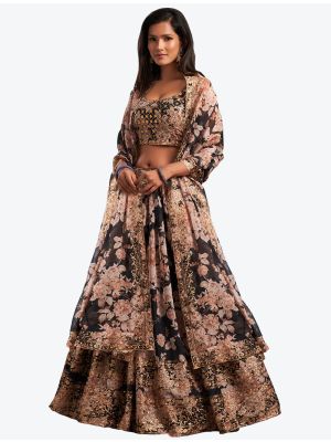 Gentle Black Organza Party Wear Designer Lehenga Choli with Dupatta small FABLE20188