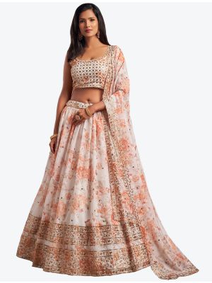 Pearl White Organza Party Wear Designer Lehenga Choli with Dupatta small FABLE20186