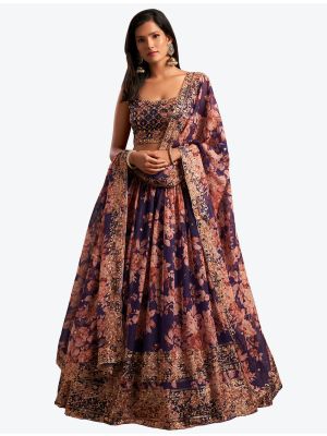 Royal Purple Organza Party Wear Designer Lehenga Choli with Dupatta small FABLE20193