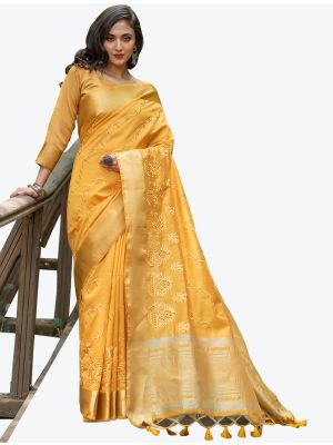 Yellow Zari Woven Assam Silk Festive Wear Designer Saree small FABSA21332
