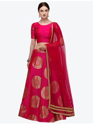 Dark Pink Banarasi Silk Designer Lehenga Choli with Dupatta small FABLE20217