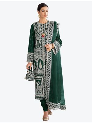 Dark Green Faux Georgette Festive Wear Designer Pakistani Suit FABSL20789