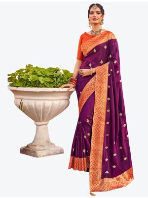 Deep Purple Two Tone Dola Silk Festive Wear Designer Saree FABSA21550