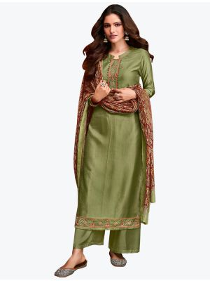 Pista Green Fiona Silk Readymade Designer Palazzo Suit with Dupatta FABSL20783