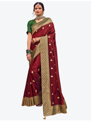 Reddish Wine Two Tone Dola Silk Festive Wear Designer Saree FABSA21549
