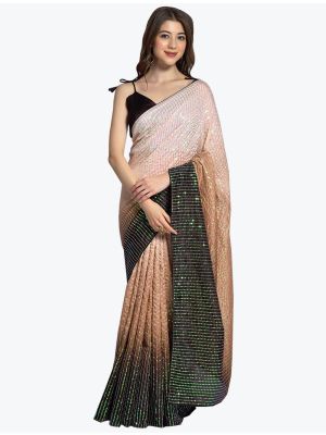 Brown Fancy Georgette Party Wear Designer Saree small FABSA21579