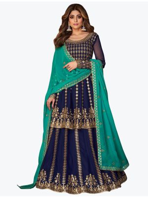 Deep Blue Premium Georgette Party Wear Designer Lehenga Suit FABSL20867