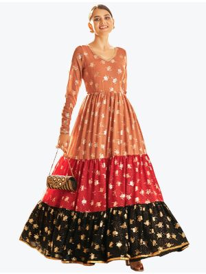 multicolor fine georgette party wear anarkali gown   small fabgo20127
