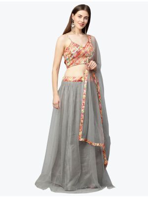 Perfect Grey Net Party Wear Lehenga Choli with Dupatta FABLE20265