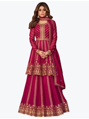 Rich Magenta Premium Georgette Party Wear Designer Lehenga Suit FABSL20866