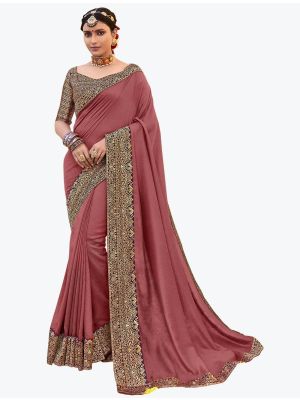 Mauve Vichitra Silk Festive Wear Elegant Designer Saree small FABSA21653