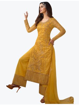 Mustard Butterfly Net Exclusive Designer Palazzo Suit FABSL20935