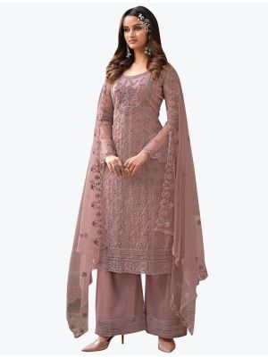 Pink Butterfly Net Exclusive Designer Palazzo Suit FABSL20937