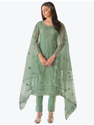 Pista Green Butterfly Net Exclusive Designer Palazzo Suit FABSL20932