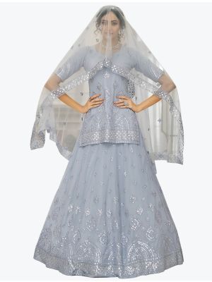 Sky Blue Georgette Exclusive Designer Lehenga Choli FABLE20292