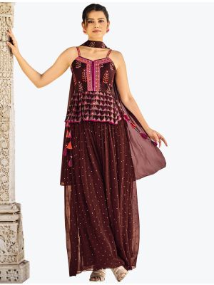 Brown Silk Indo Western Style Trendy Designer Suit FABSL20967