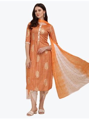 Orange Fine Rayon Patiala Style Readymade Suit FABSL20978