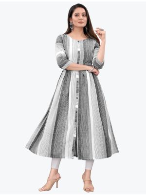 white and grey pure cotton casual wear stylish kurti fabku20573