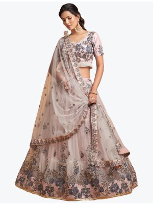 Light Grey Soft Net Embroidered Party Wear Designer Lehenga Choli small FABLE20301