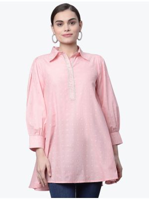 light pink premium cotton digital printed casual wear top fabku20596