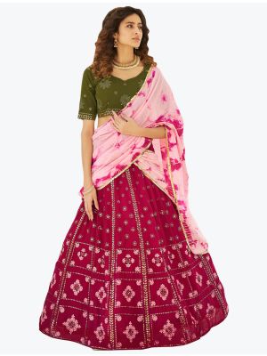Dark Pink Premium Georgette Exclusive Designer Lehenga Choli small FABLE20316