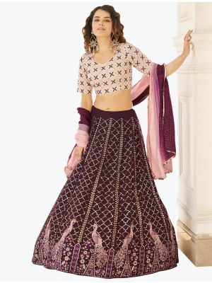 Dark Purple Premium Georgette Exclusive Designer Lehenga Choli small FABLE20317