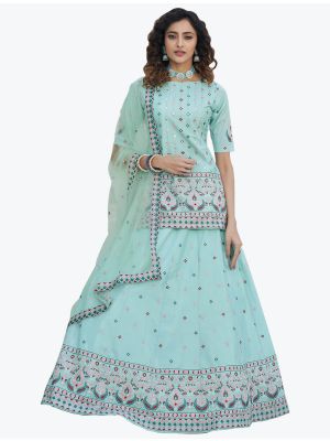 Ice Blue Chinon Chiffon Exclusive Designer Lehenga Choli thumbnail FABLE20314