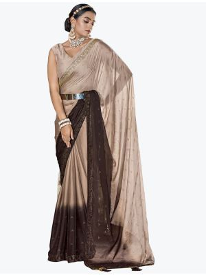 Light Brown Rangoli Silk Party Wear Saree small FABSA21817