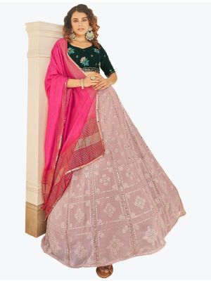 Light Pink Premium Georgette Exclusive Designer Lehenga Choli small FABLE20321