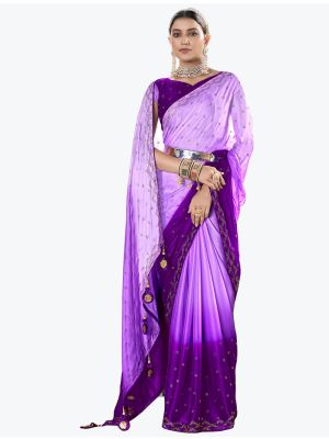 Light Purple Rangoli Silk Party Wear Saree small FABSA21815