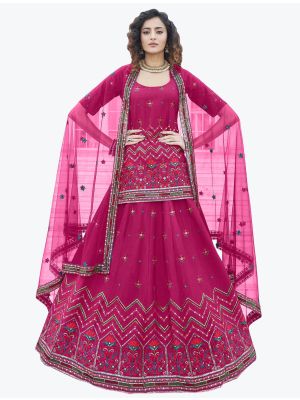 Rani Pink Chinon Chiffon Exclusive Designer Lehenga Choli small FABLE20310