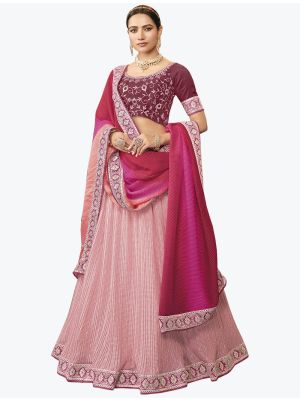 Baby Pink Crushed Chinon Festive Wear Designer Lehenga Choli small FABLE20333