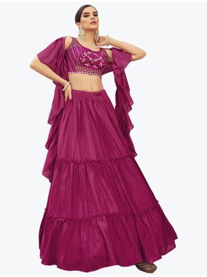 Magenta Pink Chinon Fancy Party Wear Designer Lehenga Choli small FABLE20324