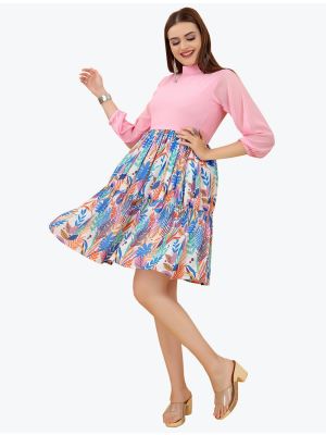 baby pink viscose rayon party wear frock fabku20645