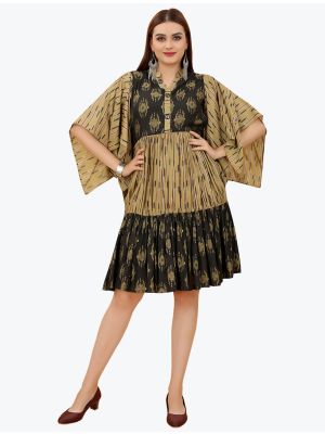 brownish green viscose rayon party wear frock fabku20641