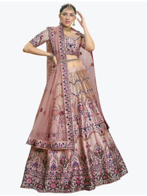 Light Peach Embroidered Silk Exclusive Designer Lehenga Choli small FABLE20342