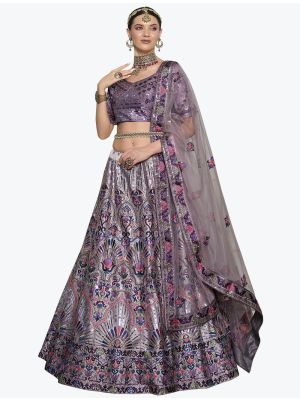 Light Purple Embroidered Silk Exclusive Designer Lehenga Choli small FABLE20345