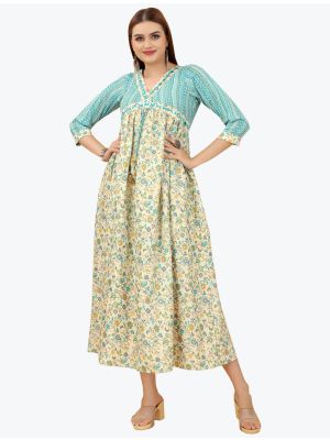 multicolor cotton blend designer long kurti fabku20647