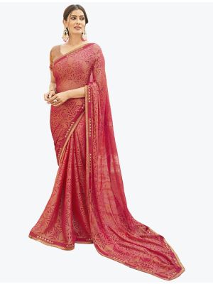 Yellow Chinon Brasso Printed Saree small FABSA21886